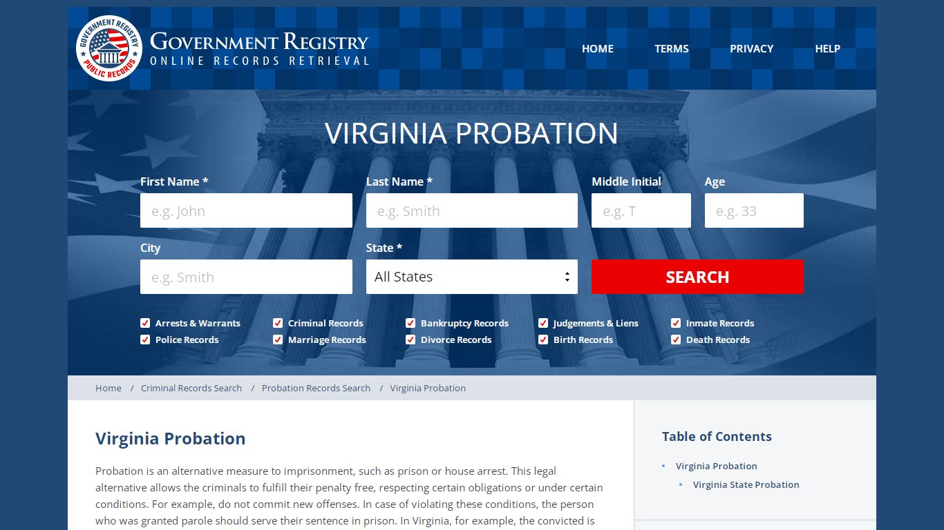 Virginia Probation Records | GovernmentRegistry.org